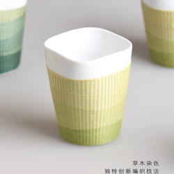 刘氏竹编竹丝扣瓷纯手工原创设计见山叠翠只此青绿马克杯随手杯礼