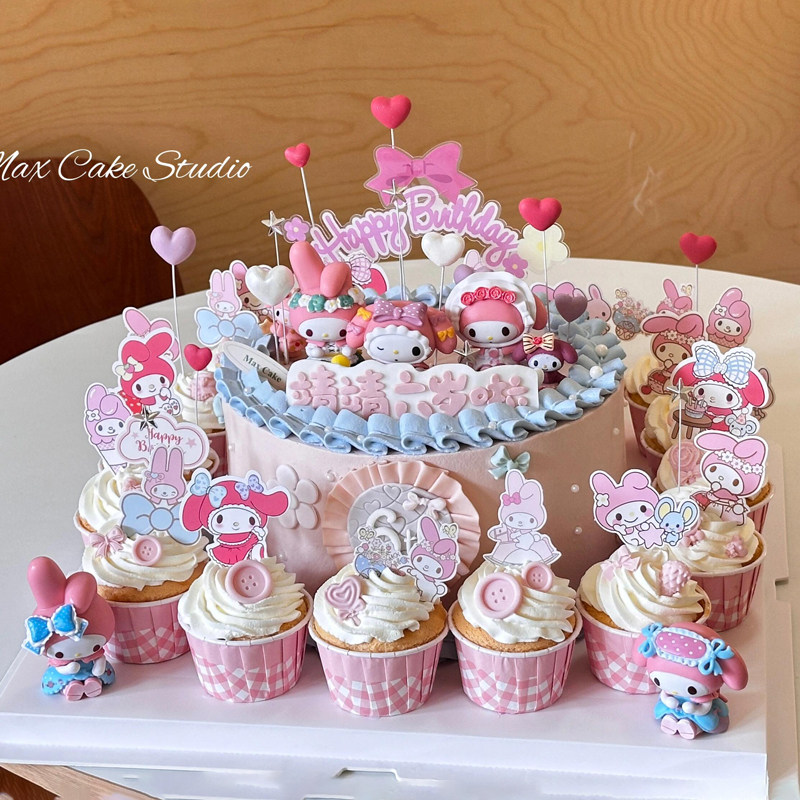 卡通粉色美乐蒂蛋糕装饰摆件库洛米玉桂狗kitty猫女公主生日插件,节庆用品/礼品,节日装扮用品,淘宝优惠券,粉丝福利购,淘宝优惠卷