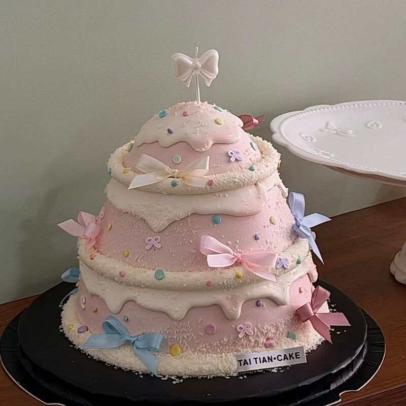 网红ins风蛋糕装饰迷你成品丝带蝴蝶结配件生日蝴蝶结蜡烛插件