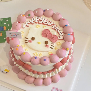饰品蓝猫KT猫happybirthday软胶摆件儿童生日烘焙插件 网红蛋糕装
