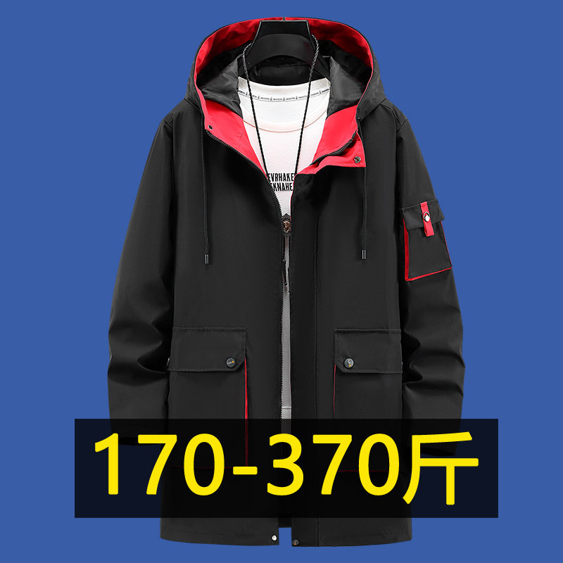 350斤加肥加大码外套男士春秋季中长款夹克胖子宽松休闲工装风衣