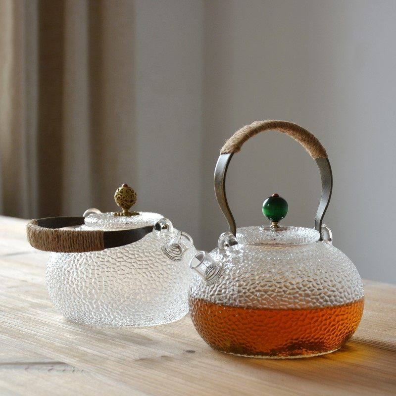 正品锤纹耐高温提梁玻璃壶电陶炉耐热煮茶壶直火加热烧水壶泡茶水