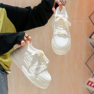 甜美女士休闲单鞋 厚底6cm真皮时尚 2026春夏新款 板鞋 透气