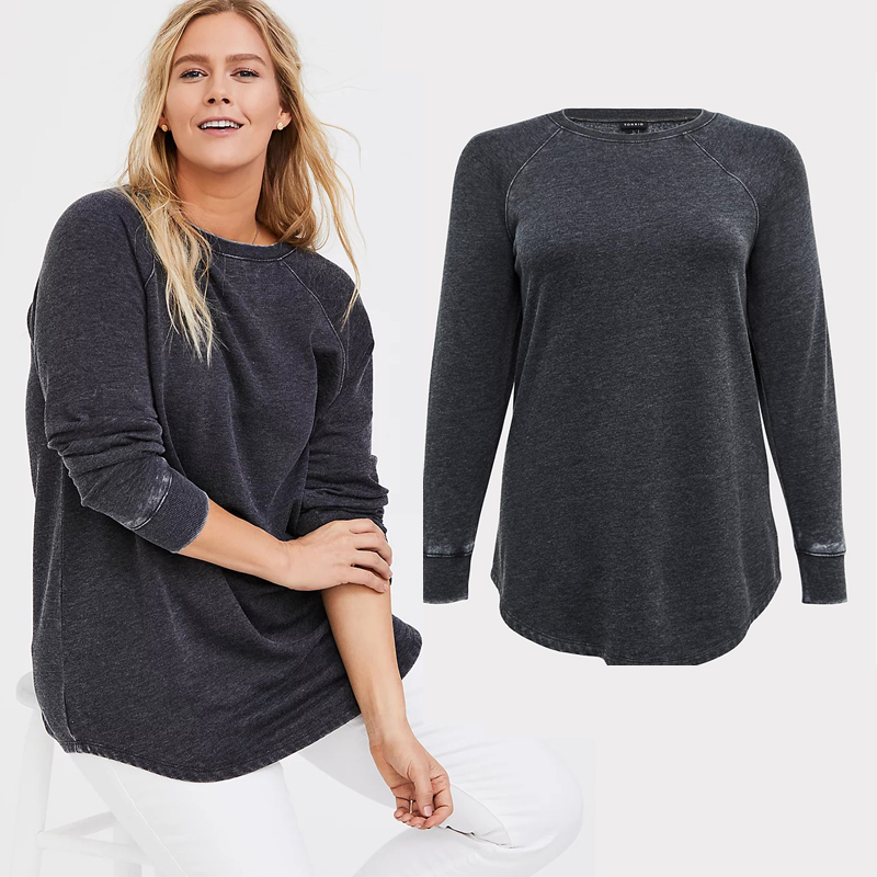 1985秋冬欧美胖MM特大码女装 深灰棉质薄绒卫衣200300400