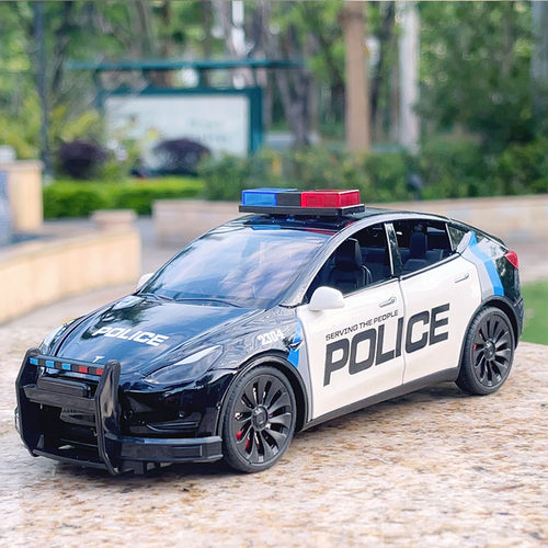 特斯拉美式警车模型男孩合金玩具