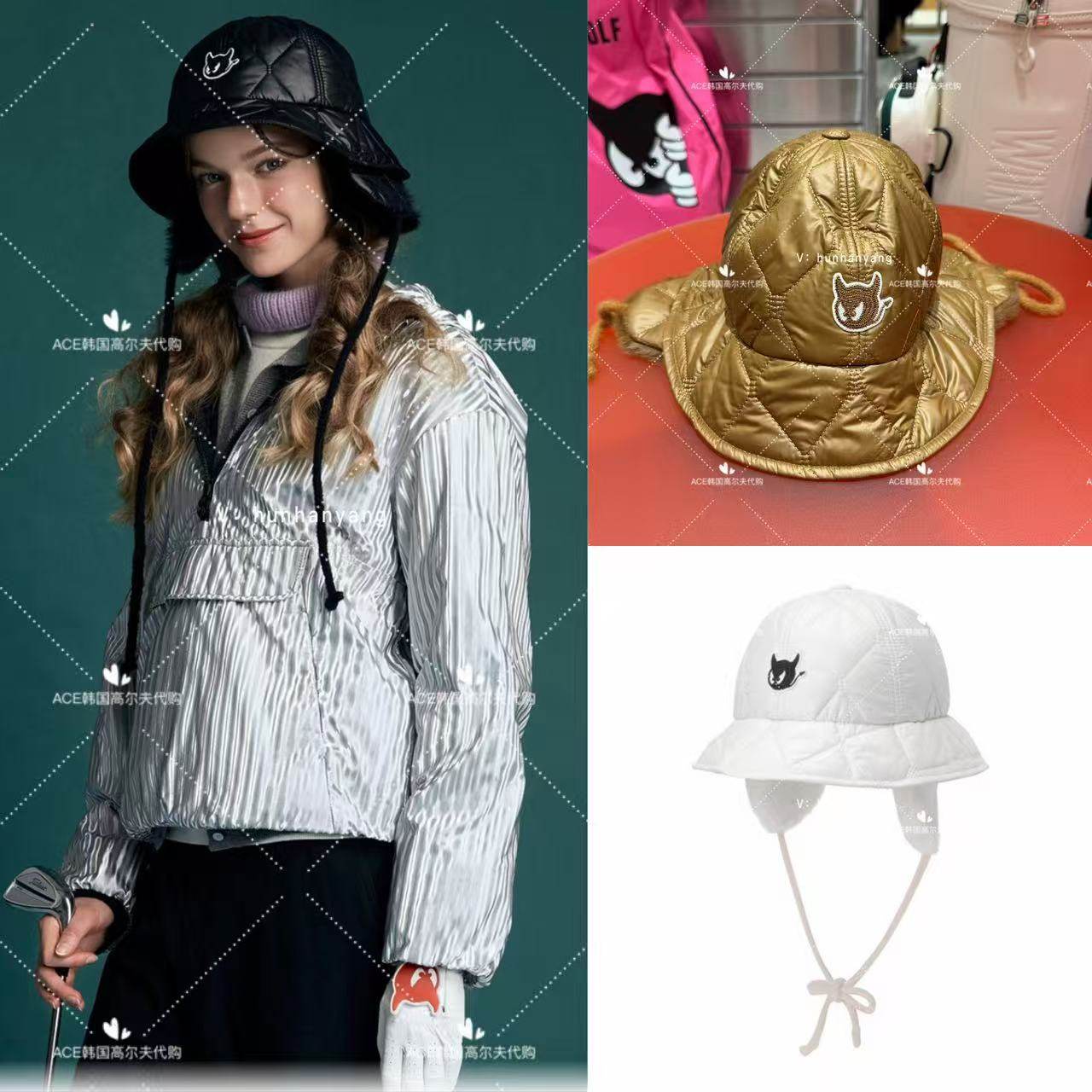 WAAC高尔夫球帽女士25冬季新款百搭休闲时尚运动保暖防风防晒帽