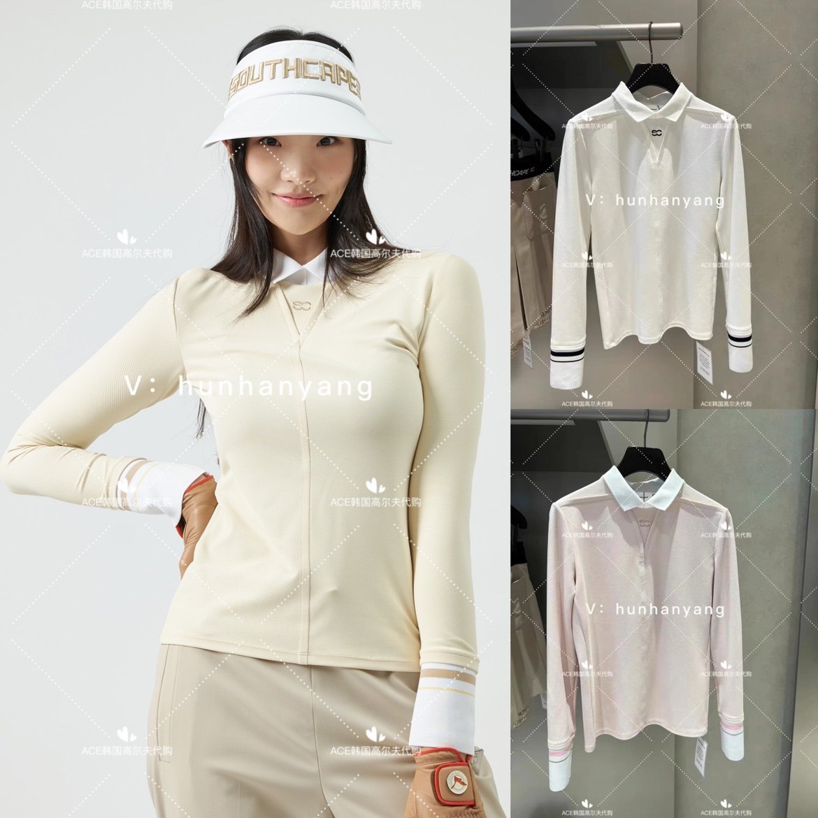 SOUTHCAPE折扣高尔夫女士2023春季百搭LOGO翻领上衣