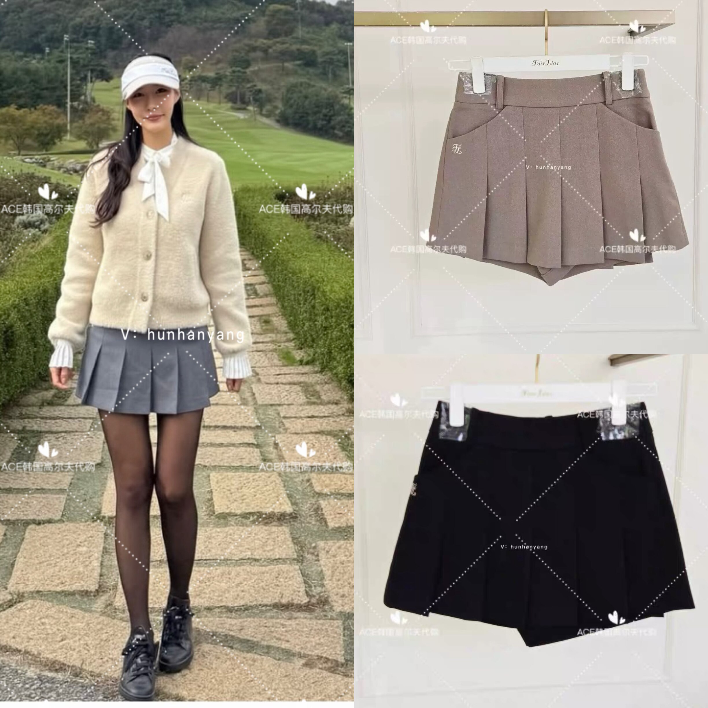 FL女士高尔夫舒适宽褶短裙
