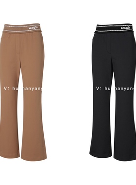 Wangle高尔夫女士2022秋冬折扣百搭LOGO纯色加绒微喇九分裤W22372