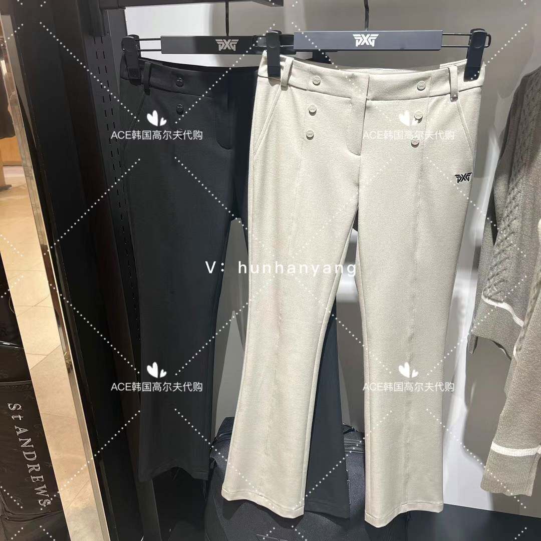 PXG女士高尔夫折扣服装24秋季百搭休闲运动纯色刺绣修身长裤W5105