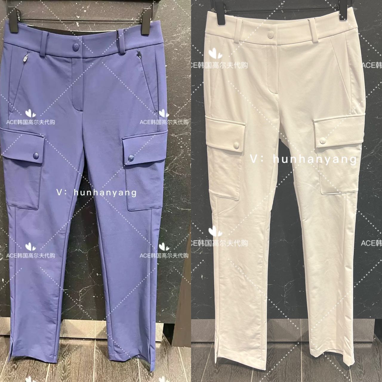 Gfore女士高尔夫折扣服装24秋百搭休闲运动纯色口袋工装修身长裤