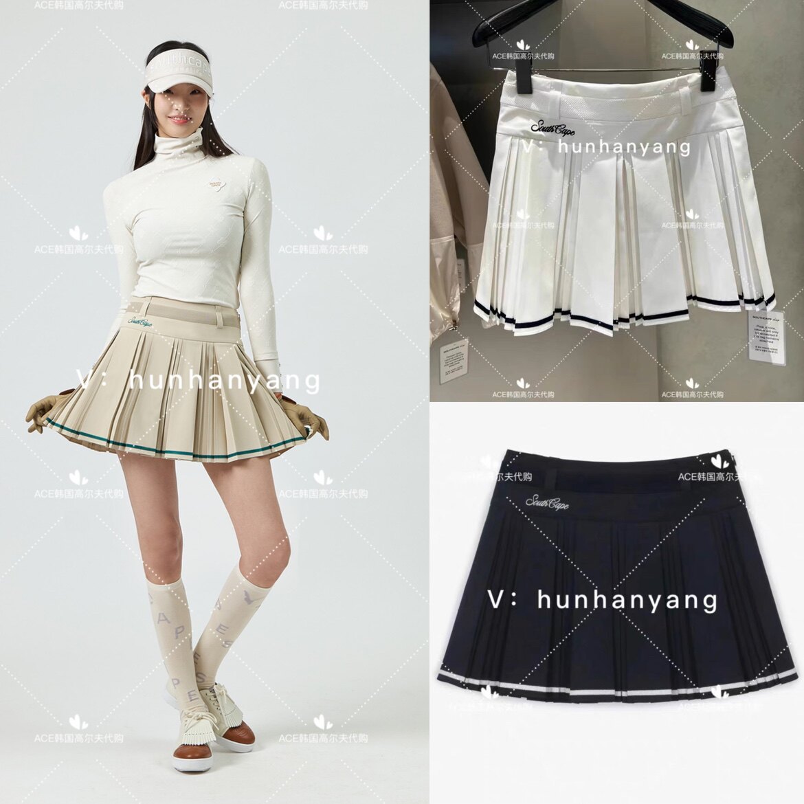 SOUTHCAPE女士高尔夫服装23春季折扣百搭LOGO休闲时尚运动短裙