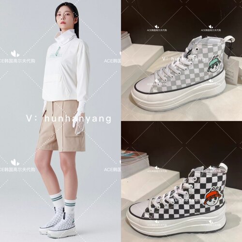 Wangle高尔夫厚底增高高帮运动鞋
