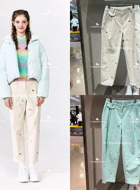 Waac女士高尔夫折扣服装24秋冬百搭休闲运动修身时尚刺绣长裤W705