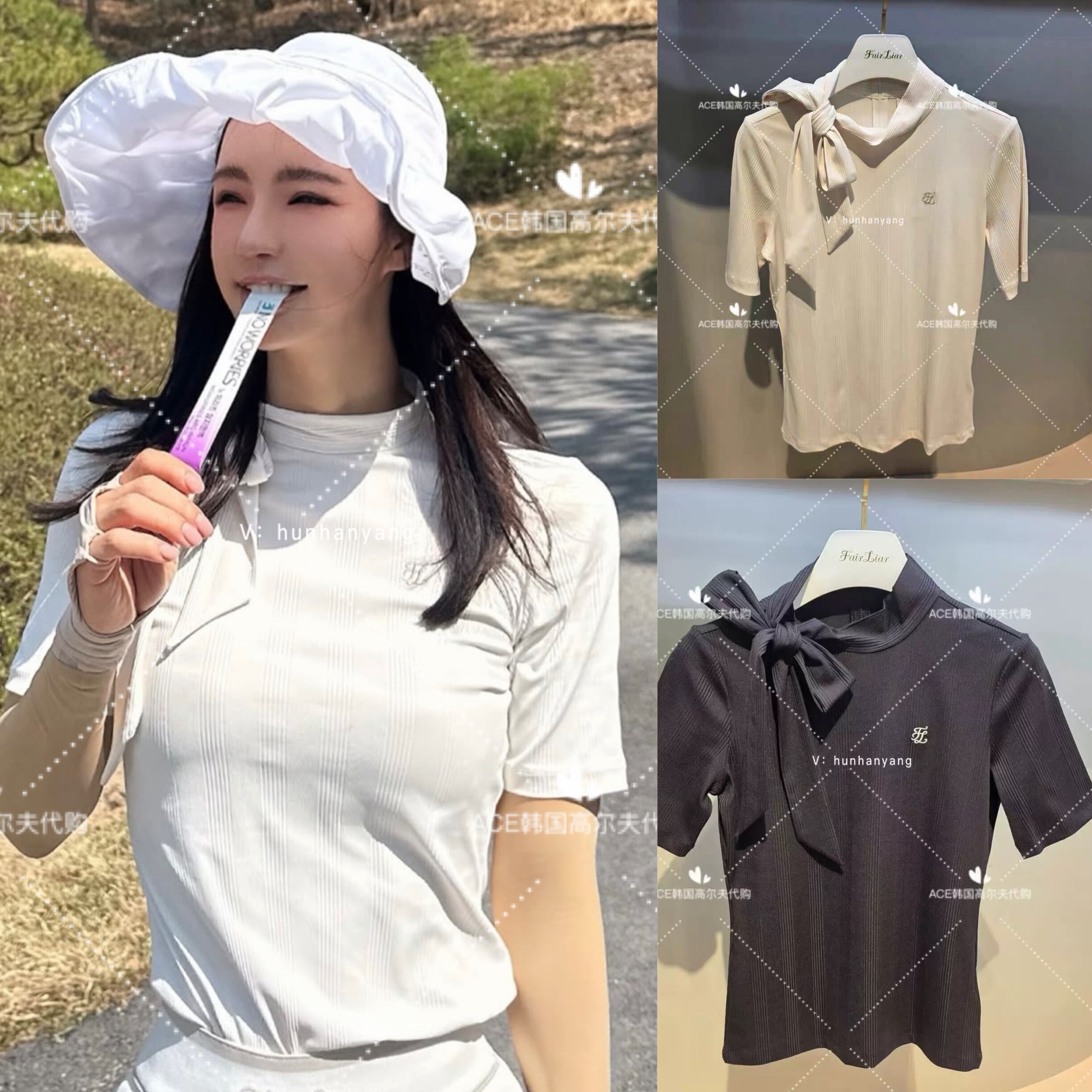 FL女士高尔夫蝴蝶结短袖