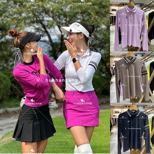 MasterBunny小兔子高尔夫女士2022初秋折扣LOGO翻领纯色质感上衣