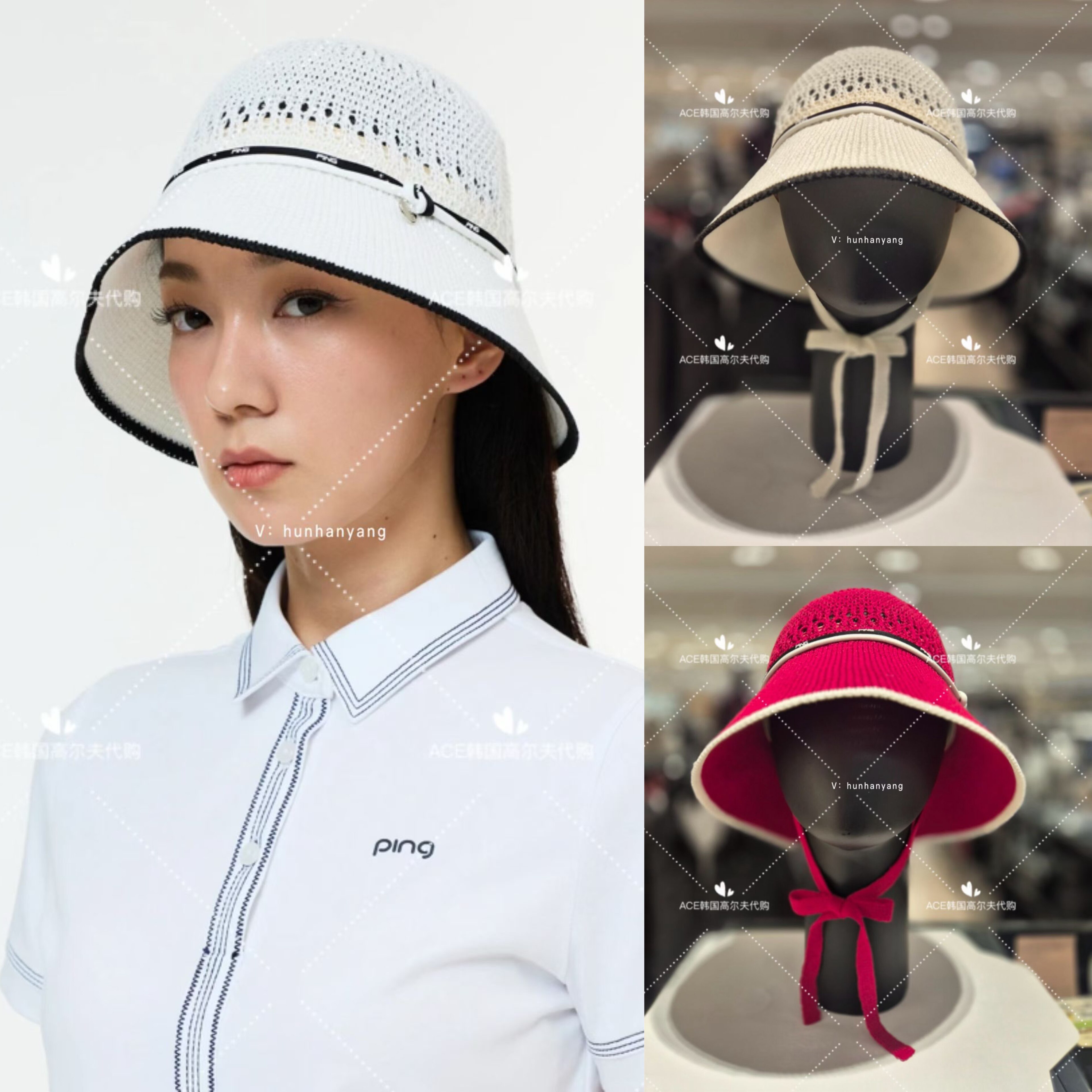 PING高尔夫女士帽子26夏季新款百搭休闲时尚运动透气轻薄针织球帽