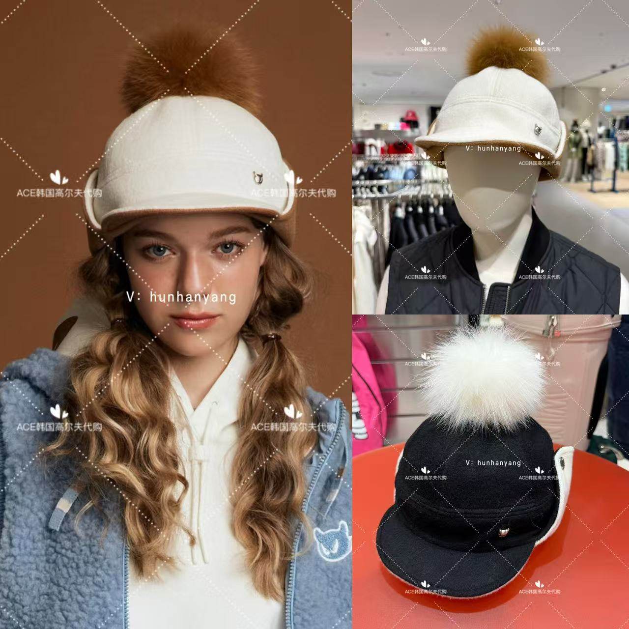 WAAC高尔夫球帽女士25冬季新款百搭休闲时尚运动保暖防风防晒帽