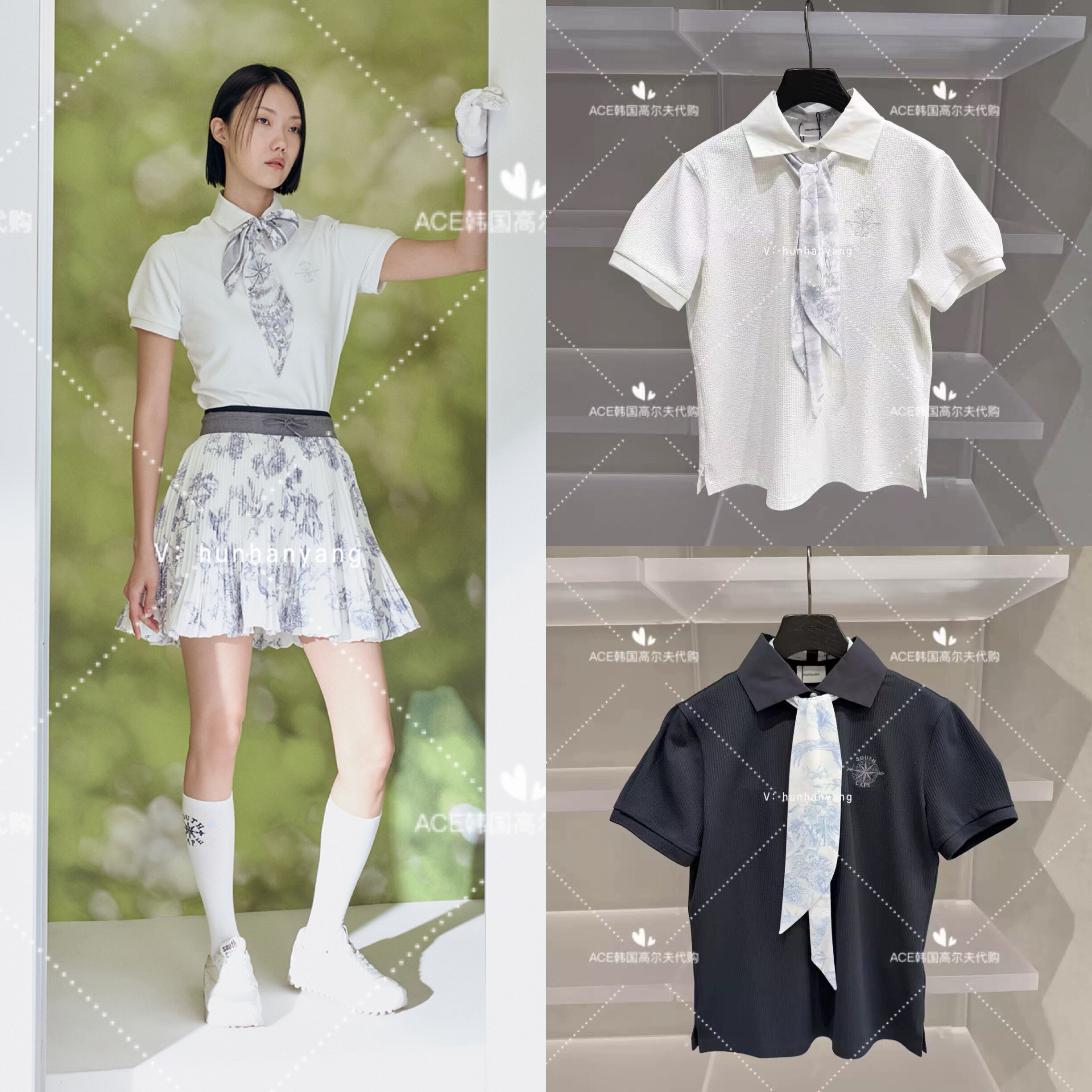SOUTHCAPE女士高尔夫蝴蝶结半袖