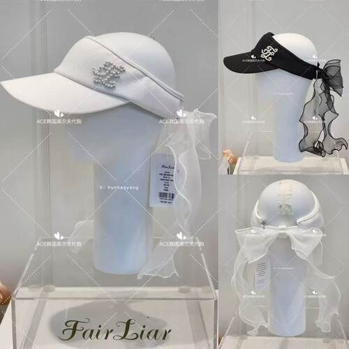 FL高尔夫球帽珍珠蝴蝶结无顶防晒