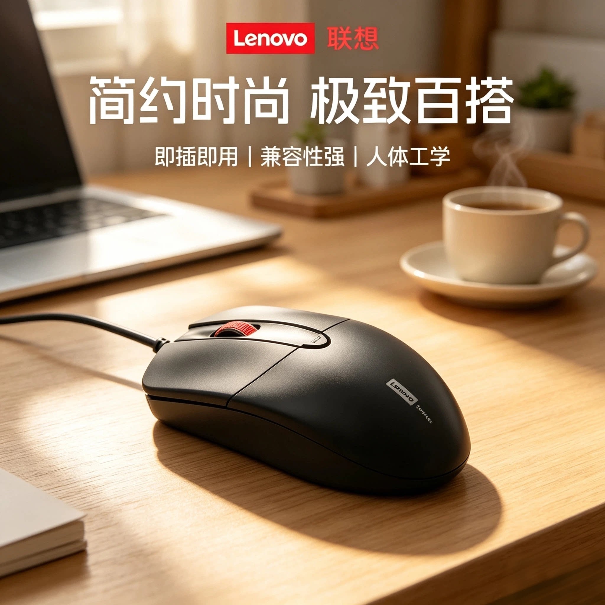 联想有线光电鼠标即插即用