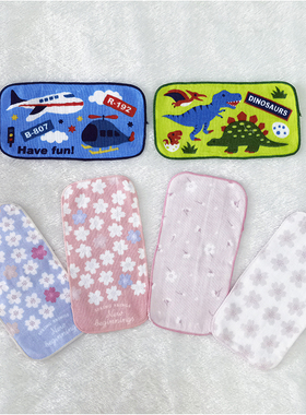 10x19cm 20cm日单小恐龙飞机全棉纱布儿童口袋迷你小方巾手帕毛巾