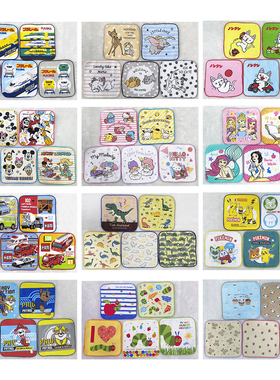 包邮 16x16cm日单卡通全纯棉儿童成人擦汗吸水手帕毛巾擦嘴方巾