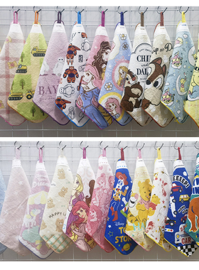 25x25cm日本大创汽车公主小熊星星全棉纯棉儿童挂巾擦手毛巾