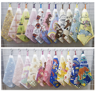 25x25cm日本大创汽车公主小熊星星全棉纯棉儿童挂巾擦手毛巾