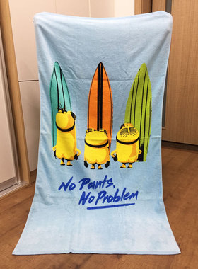 75x150cm滑板小萌人 外贸卡通纯棉全棉大浴巾成人洗澡巾沙滩巾