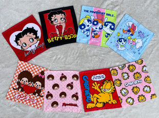 34cx36cm贝B蒂萌奇奇女警加菲猫外贸卡通全棉大方巾儿童成人毛巾