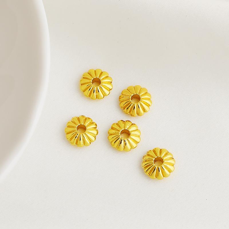 18K包金保色8mm瓜纹飞碟隔珠图片