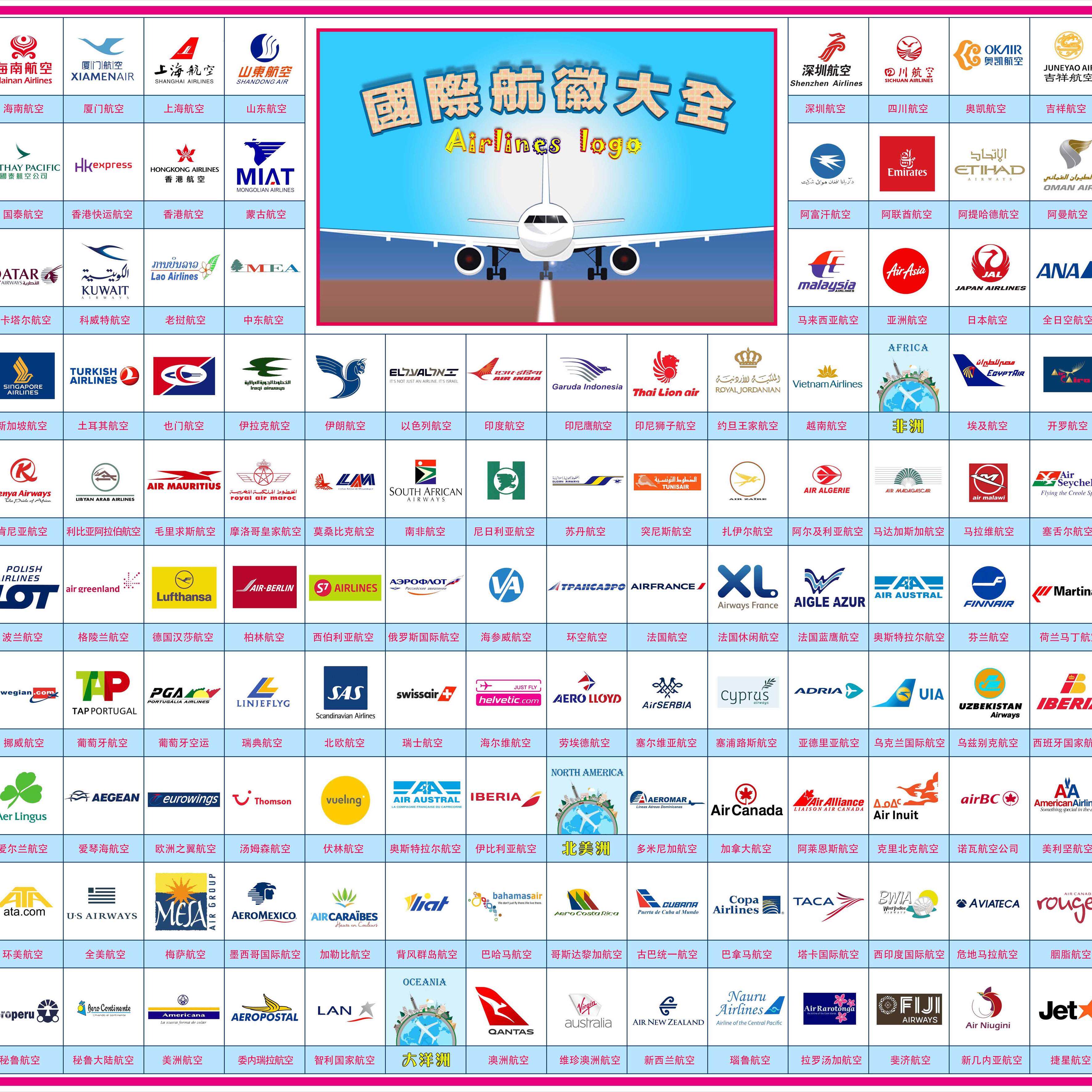 国际国内航空公司飞机登机牌