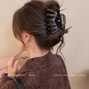 发量多bi眼入 发抓发夹女后脑勺鲨鱼夹大号夹子发饰 南瓜抓夹新款