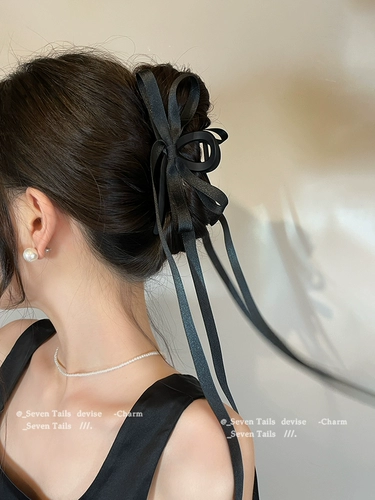 法式芭蕾风蝴蝶结飘带抓夹后脑勺气质高级优雅鲨鱼夹ins网红发夹