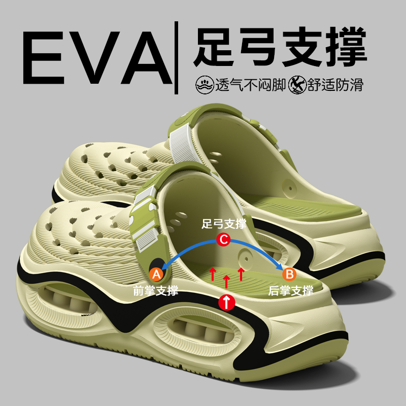 踩屎感洞洞鞋男士2026新款夏季运动户外穿厚底耐磨防滑透气凉拖男