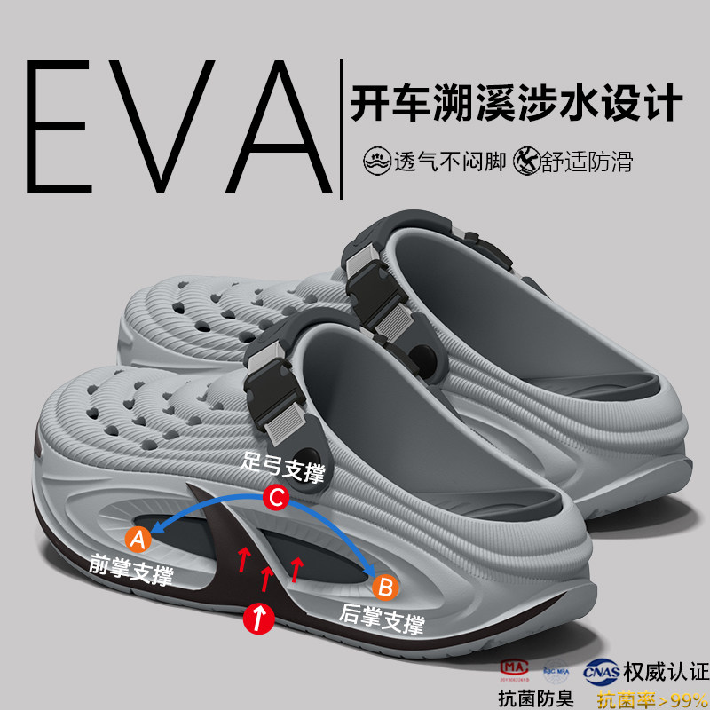 EVA开车男士洞洞鞋男款2026新款夏季外穿厚底耐磨涉水溯溪凉拖鞋