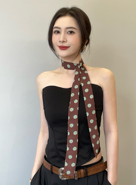 2025新款百搭波点丝巾韩版系脖衬衫装饰领巾春秋新款女士度假护颈