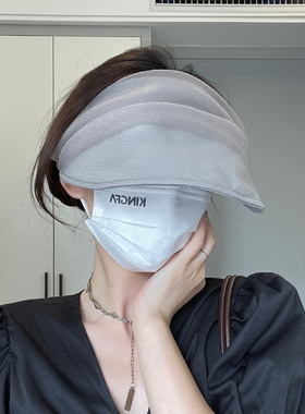 高级感珠光网纱防晒帽空顶女百搭显脸小防紫外线遮阳帽子韩版户外