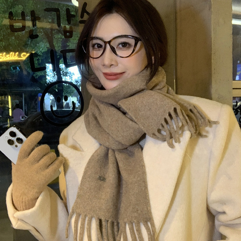 围巾女冬季仿羊绒韩国东大门2024新款羊毛高级感保暖百搭纯色围脖