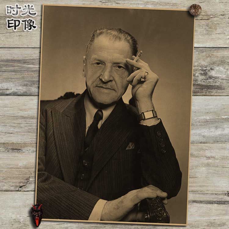 毛姆英国作家海报怀旧复古文艺牛皮纸装饰画壁相框画画框画芯