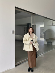 披肩2024新款羽绒服女短款加厚保暖白鸭绒外套时尚百搭小个子冬季