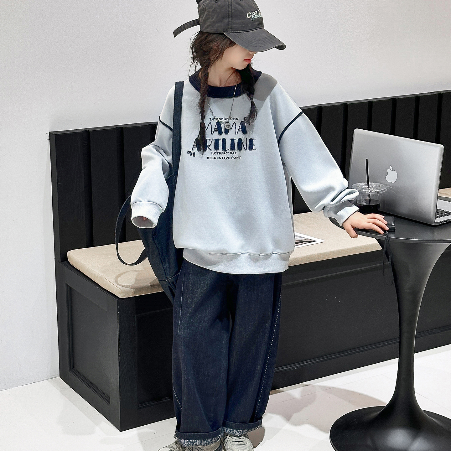 女童卫衣2025新款秋装加绒打底衫