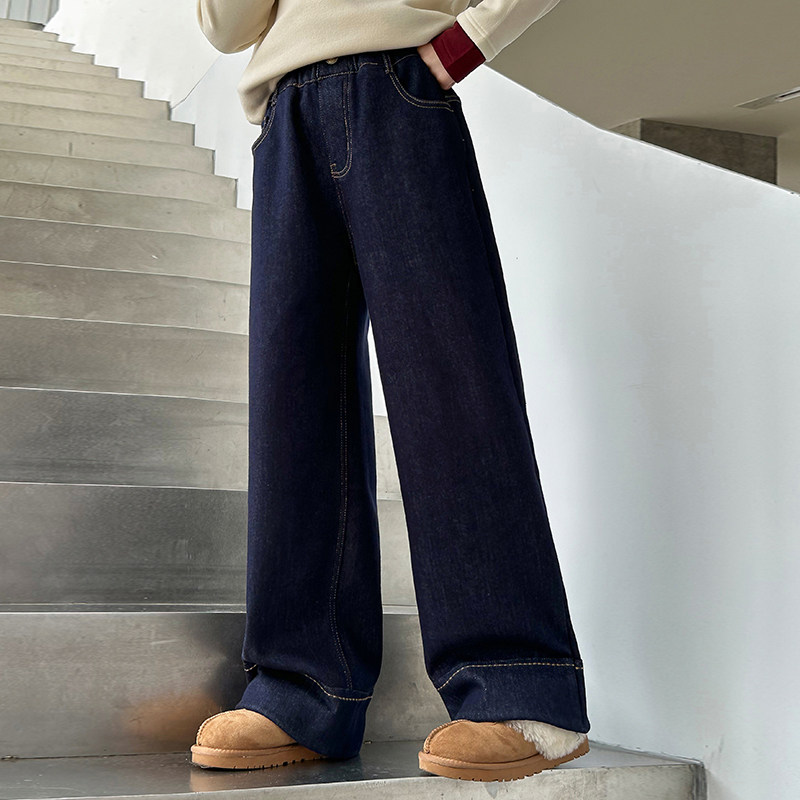 女童加绒牛仔裤秋冬2025新款儿童韩版洋气阔腿裤女大童一体绒裤子,童装/婴儿装/亲子装,裤子,淘宝优惠券,粉丝福利购,淘宝优惠卷