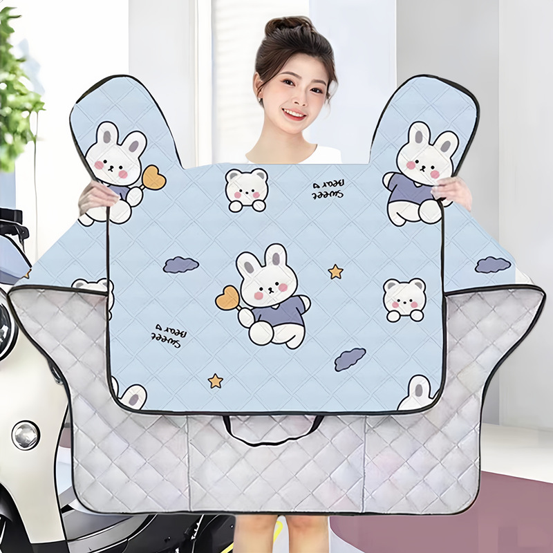 电动车挡风被夏季防晒防水挡风罩电瓶车骑行三轮车防风罩现货批发