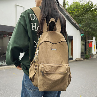 2025新款可折叠双肩包女大容量初高中大学生书包简约韩版电脑背包
