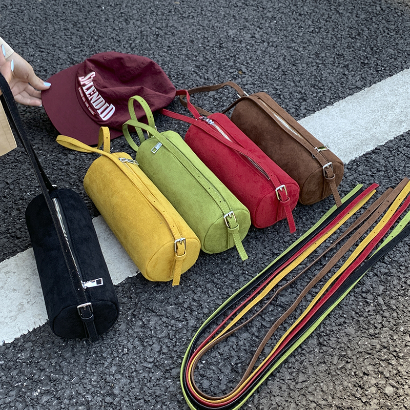 小众笔筒包麂皮绒个性设计