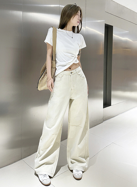 12平方88502欧货时裳遮胯气球弯刀裤2025新款明星同款松弛牛仔裤