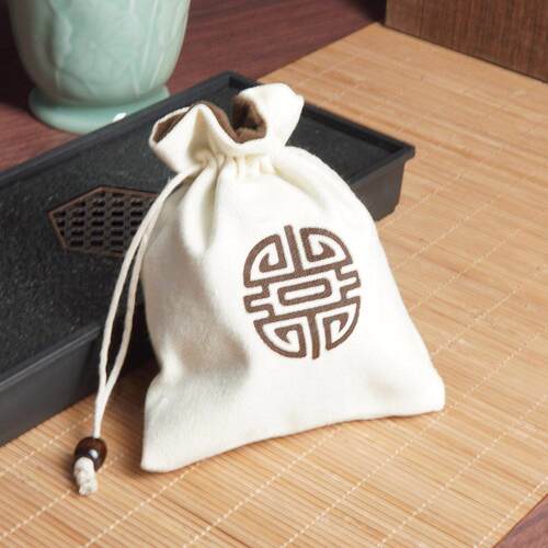 帆布青瓷束口抽绳手串袋