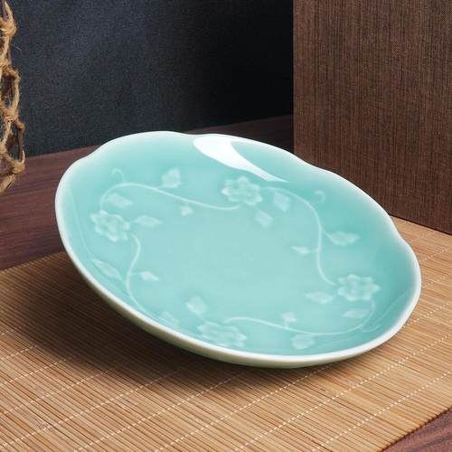 浮雕加厚菜盘缠枝牡丹盘